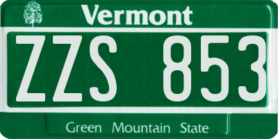 VT license plate ZZS853