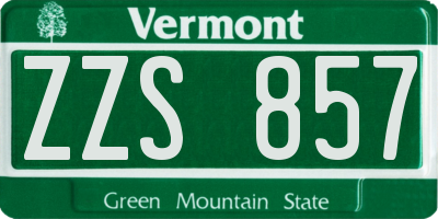 VT license plate ZZS857