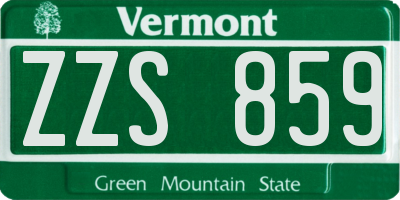 VT license plate ZZS859