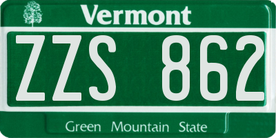 VT license plate ZZS862
