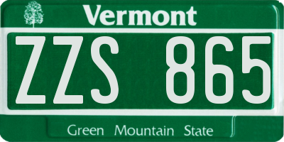 VT license plate ZZS865