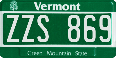 VT license plate ZZS869