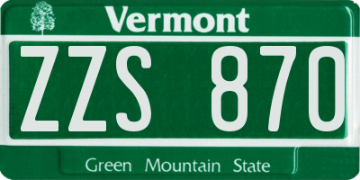 VT license plate ZZS870