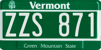 VT license plate ZZS871