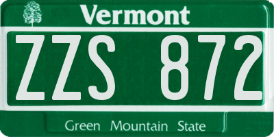 VT license plate ZZS872