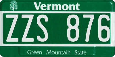 VT license plate ZZS876