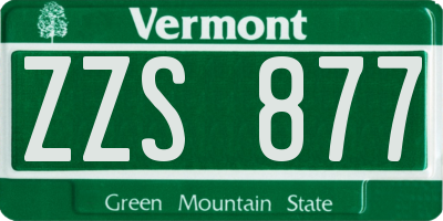 VT license plate ZZS877