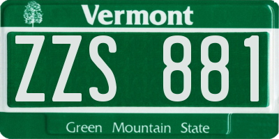 VT license plate ZZS881