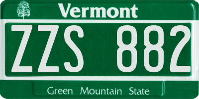 VT license plate ZZS882