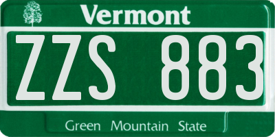 VT license plate ZZS883