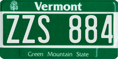 VT license plate ZZS884