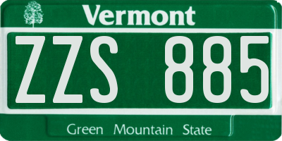 VT license plate ZZS885