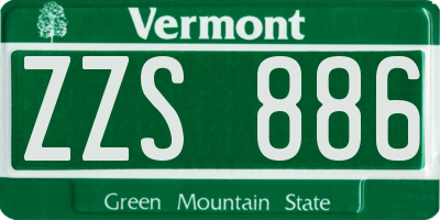 VT license plate ZZS886