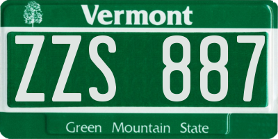 VT license plate ZZS887