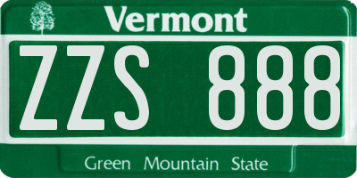 VT license plate ZZS888