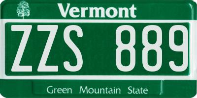 VT license plate ZZS889