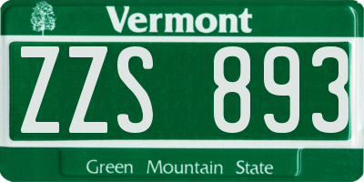 VT license plate ZZS893