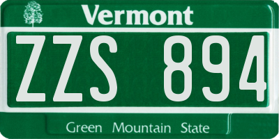 VT license plate ZZS894