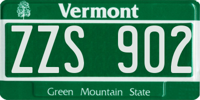 VT license plate ZZS902