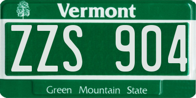 VT license plate ZZS904