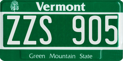 VT license plate ZZS905