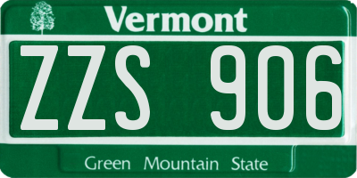 VT license plate ZZS906