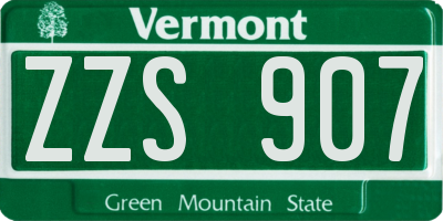 VT license plate ZZS907