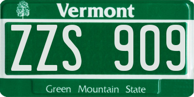 VT license plate ZZS909