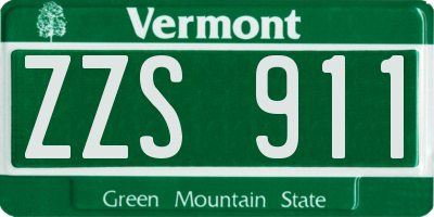 VT license plate ZZS911