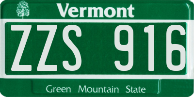 VT license plate ZZS916