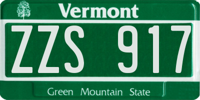 VT license plate ZZS917