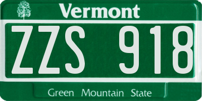 VT license plate ZZS918