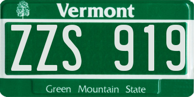 VT license plate ZZS919