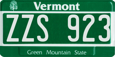 VT license plate ZZS923