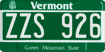 VT license plate ZZS926