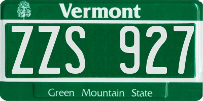 VT license plate ZZS927
