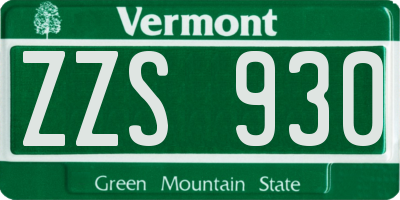 VT license plate ZZS930