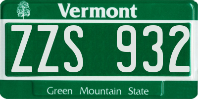 VT license plate ZZS932