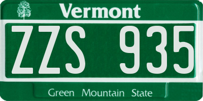 VT license plate ZZS935