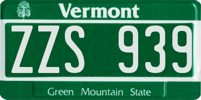 VT license plate ZZS939
