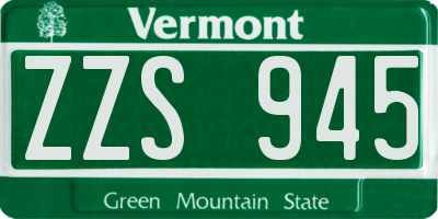 VT license plate ZZS945