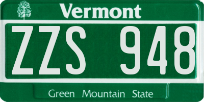 VT license plate ZZS948
