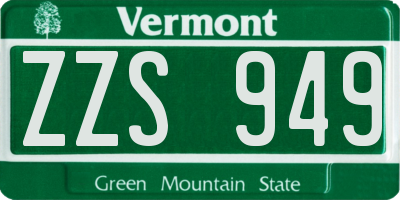 VT license plate ZZS949
