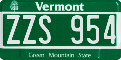 VT license plate ZZS954