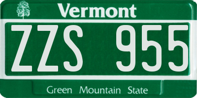 VT license plate ZZS955