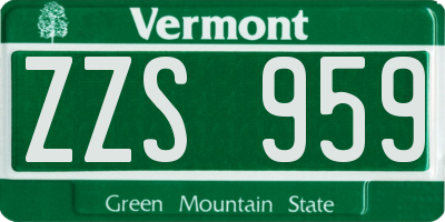 VT license plate ZZS959