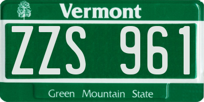 VT license plate ZZS961