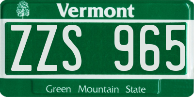 VT license plate ZZS965