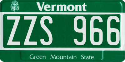 VT license plate ZZS966