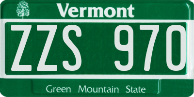 VT license plate ZZS970